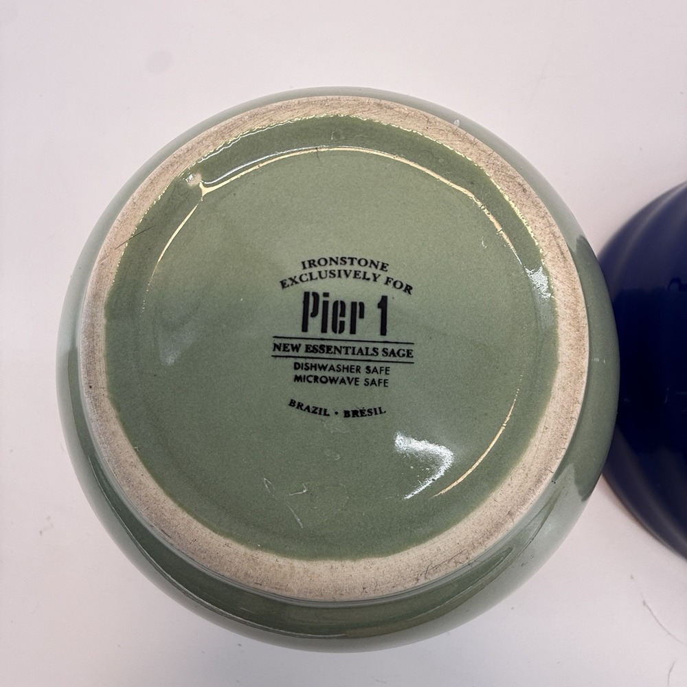 Lot of 2 PIER 1 Ironstone New Essentials Azure Cereal Bowls 5.75" Brazil RARE - Picture 8 of 12